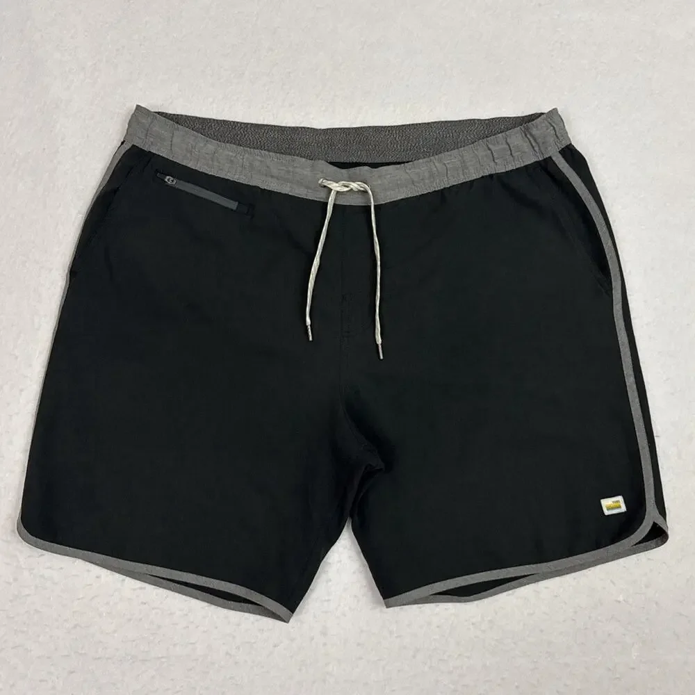 Vuori Banks Shorts Mens XL Black Gray 7 Inch Performance Athletic Swim Hybrid